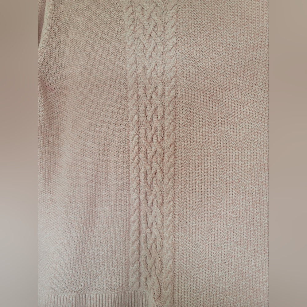 Karen Scott Textured Light Pink Sweater Size S Cable Knit Cozy Crew Neck Preppy - Picture 7 of 12